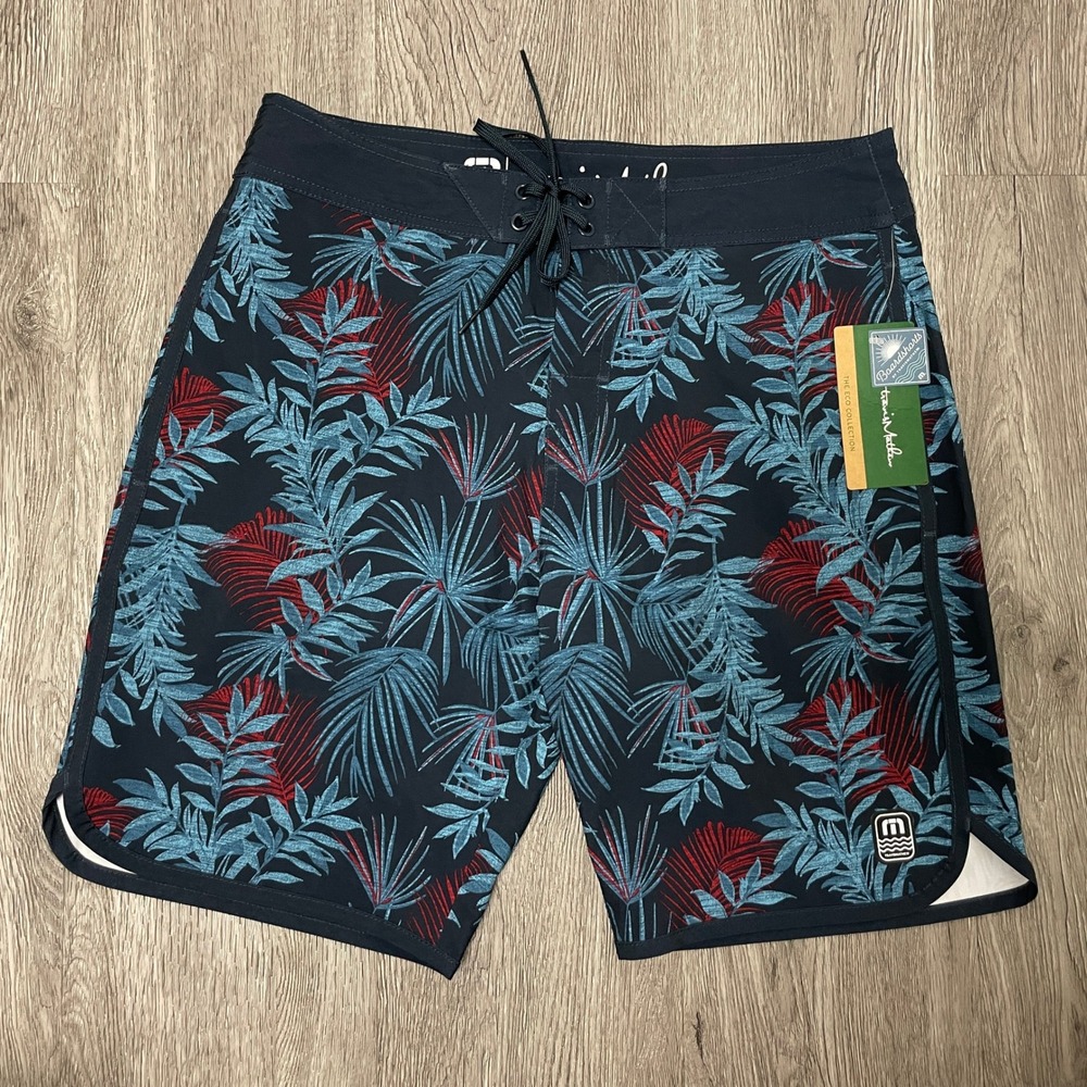 Travis Mathew Board Shorts Mens 32 Blue Party Hearty Tropical Floral 1MW471